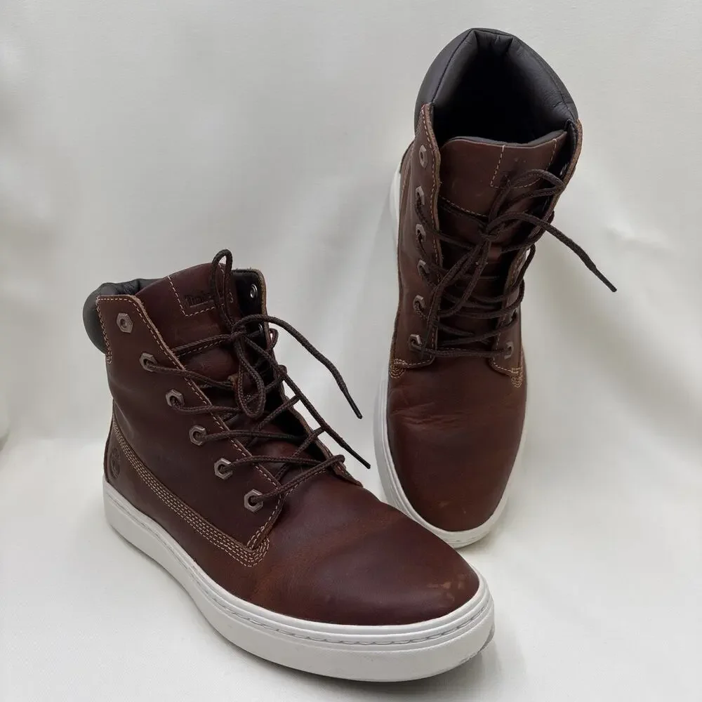 Timberland Women's High Top Lace Up Distressed Leather Boots Brown - Size 9